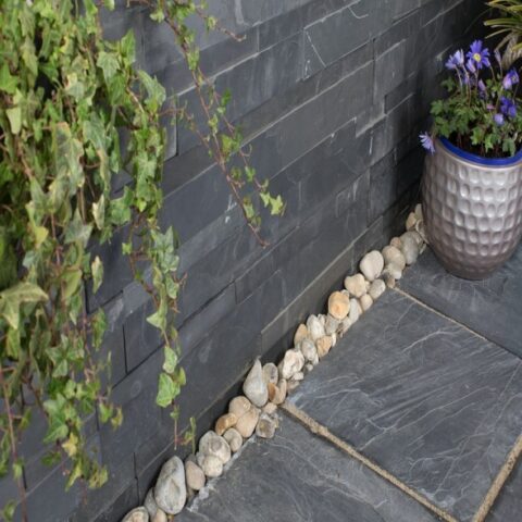 Black slate wall cladding